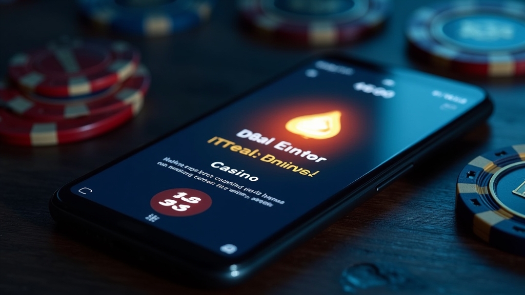 Android phone showing APK installation beside casino chips