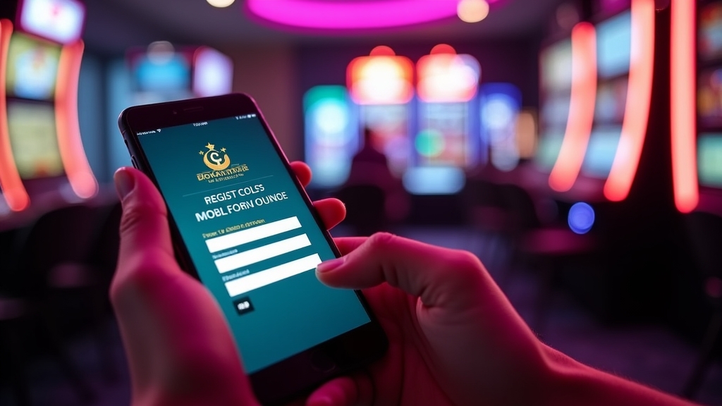 Mobiltelefon zeigt ein Casino-Registrierungsformular